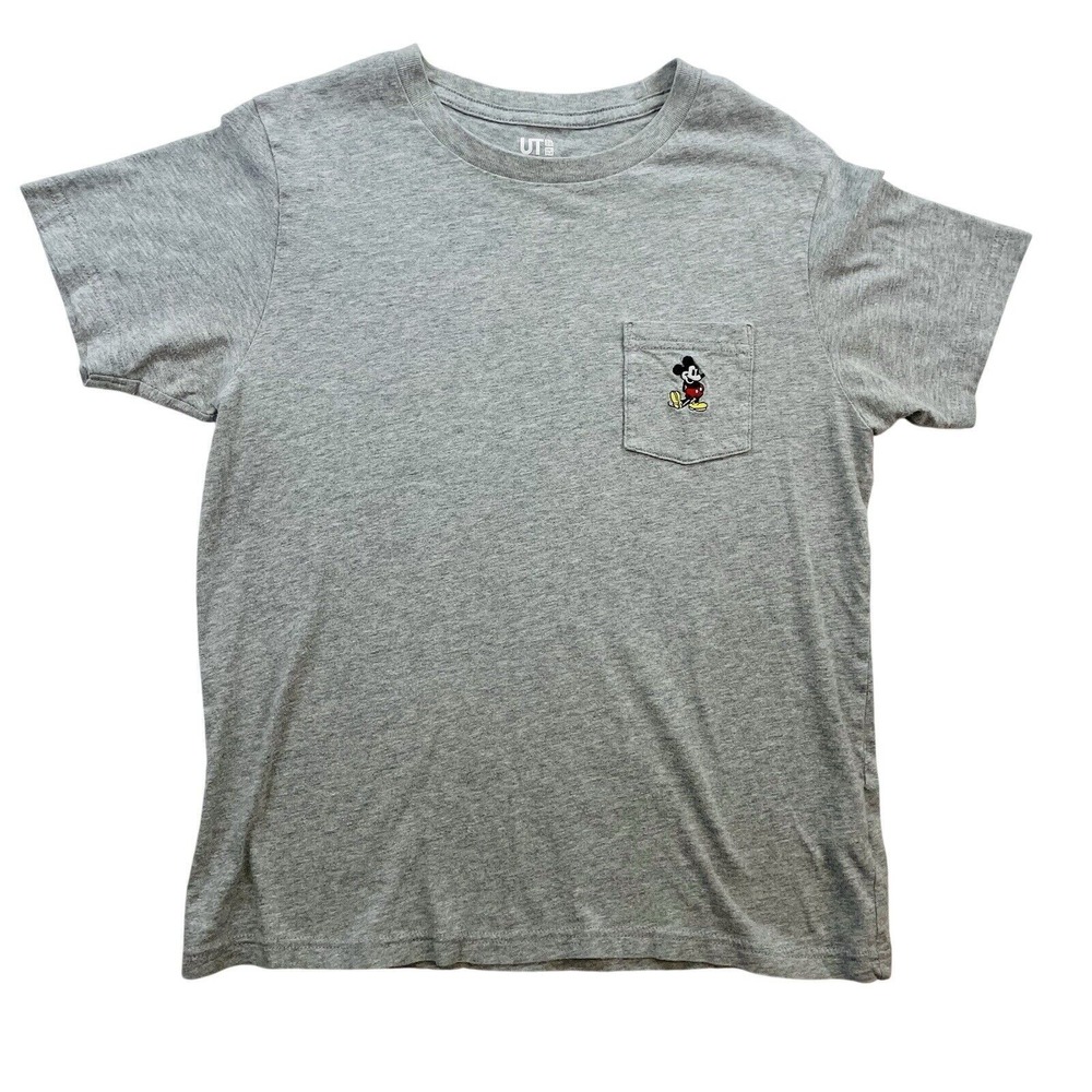 Uniqlo Disney Mickey Mouse Pocket‎ T-Shirt Gray Kids Size 150